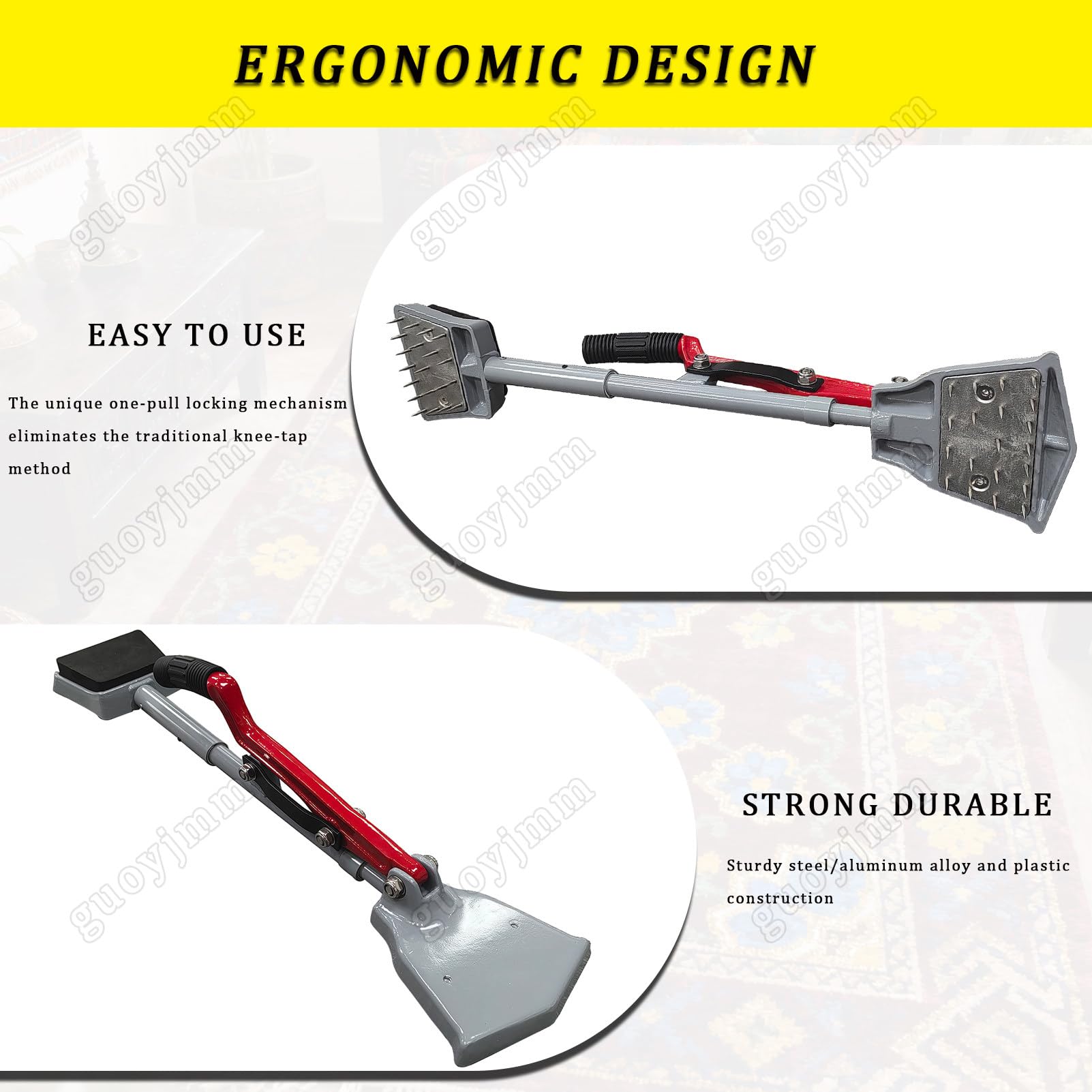 Kit d'outils de montage de tapis avec poignée en caoutchouc souple et pinces pour la maison et le bureau