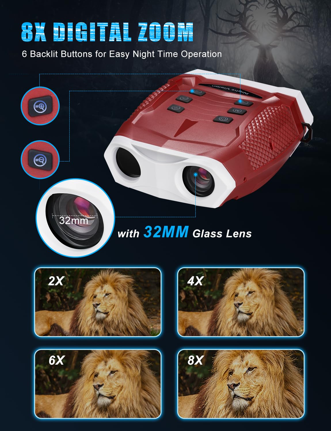 Jumelles Vision Nocturne Avec écran - Zoom Numérique 8x - Prise Photos Et Vidéos - Neuves