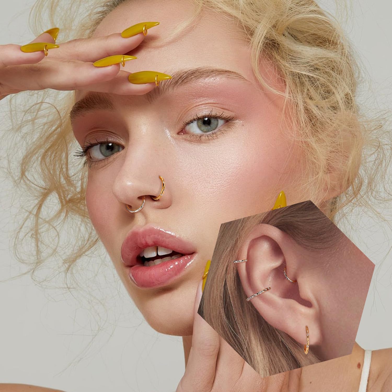 FUNLMO 20G 18G 16G 12G Nose Ring Hoop Conch Rook Daith Helix Tragus Piercing Jewelry 316L Surgical Steel Cartilage Earring Conch Hoop Earring Septum Jewelry Belly Lip Ring 5mm to 14mm
