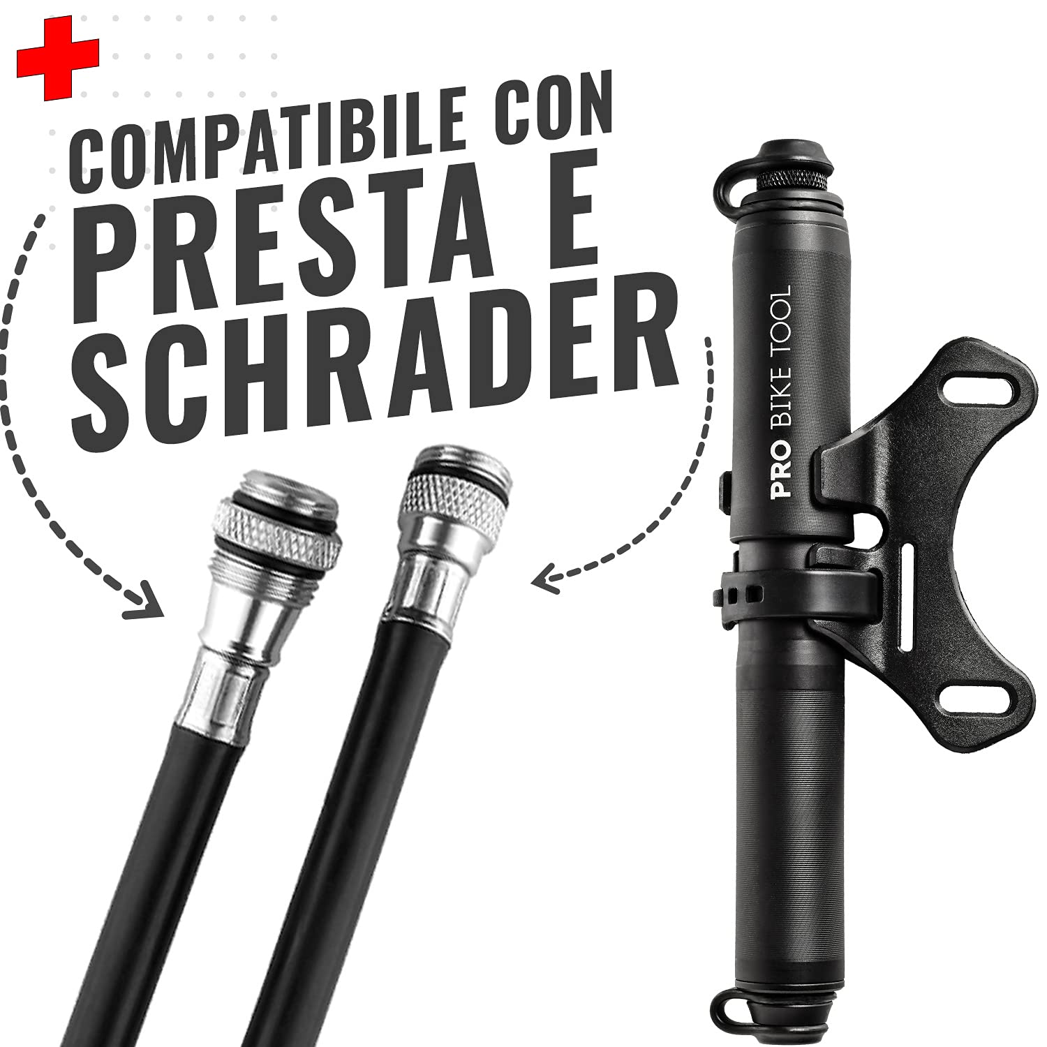 Pro Bike Tool Mini pompa per bicicletta 20 bar Compatibile Presta Schrader