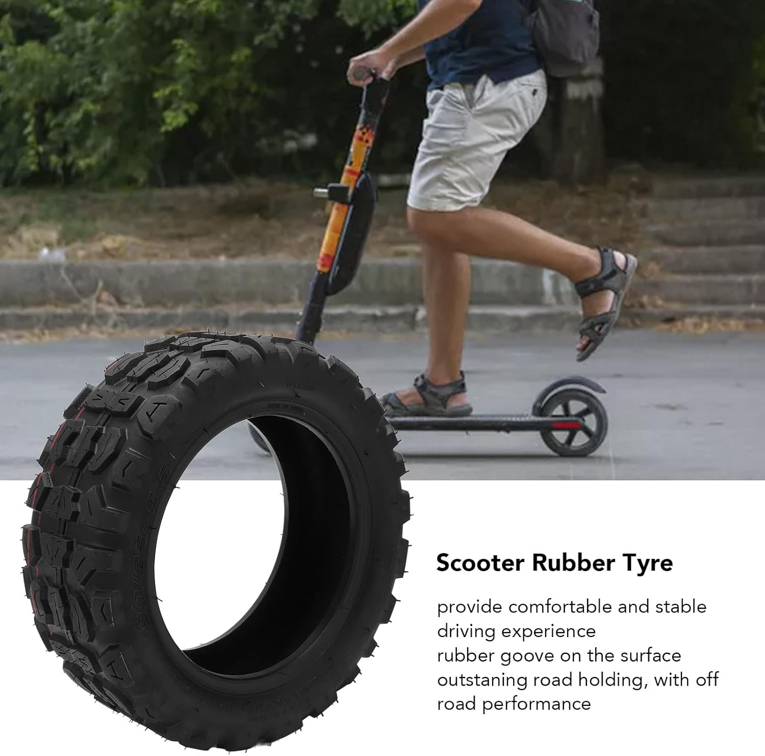 90/65‑6.5 Electric Scooter Tire Rubber Solid Tire Buffering Off Road Scooter Tyre Electric Scooter Wheel