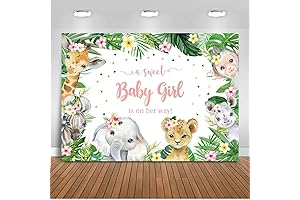 Mocsicka Safari Baby Shower Backdrop for Girls: Capture Precious Moments with Pink Safari Vibes