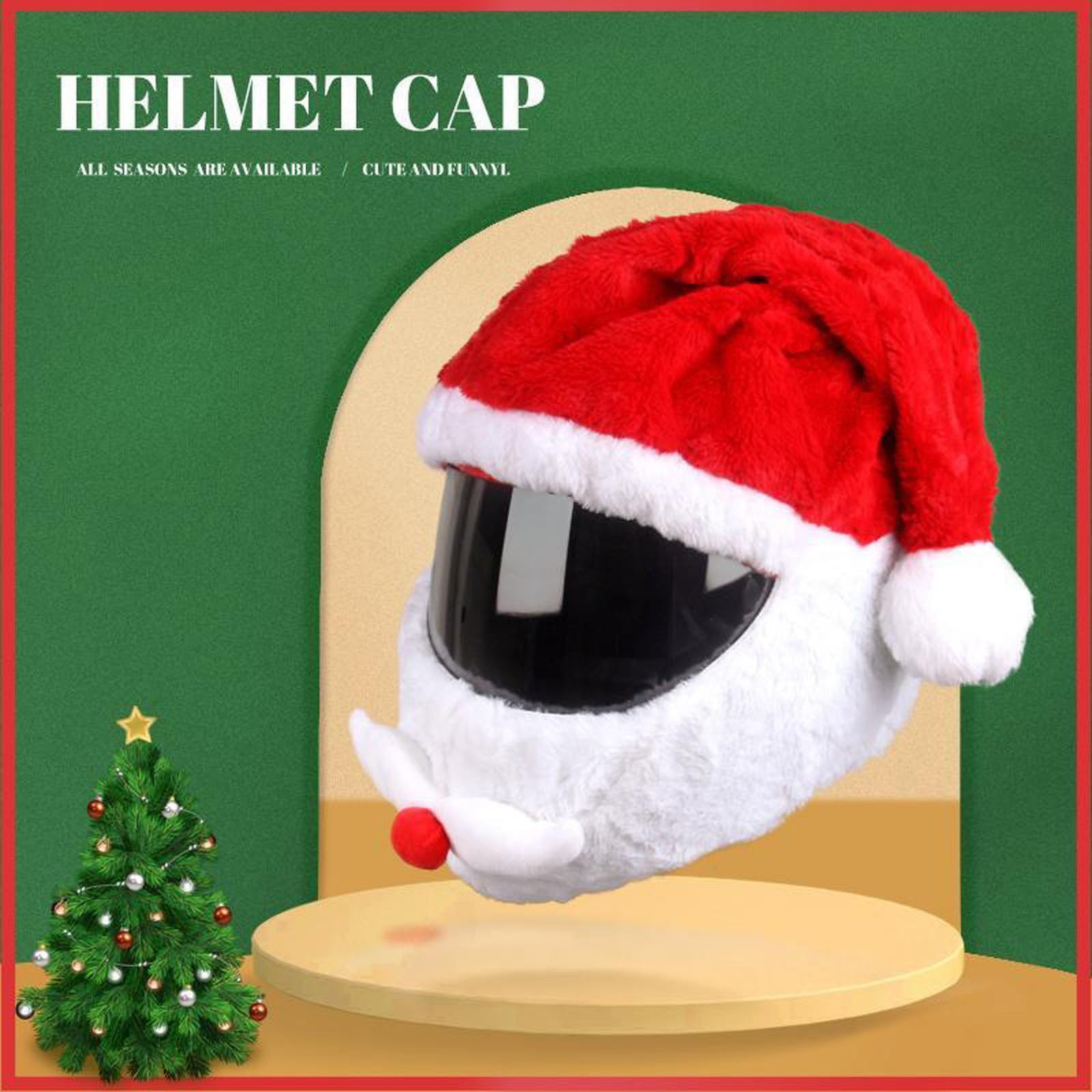 Housse Casque Moto Père Noël Avec Gants - Protection Amusante Noël Pour Casque