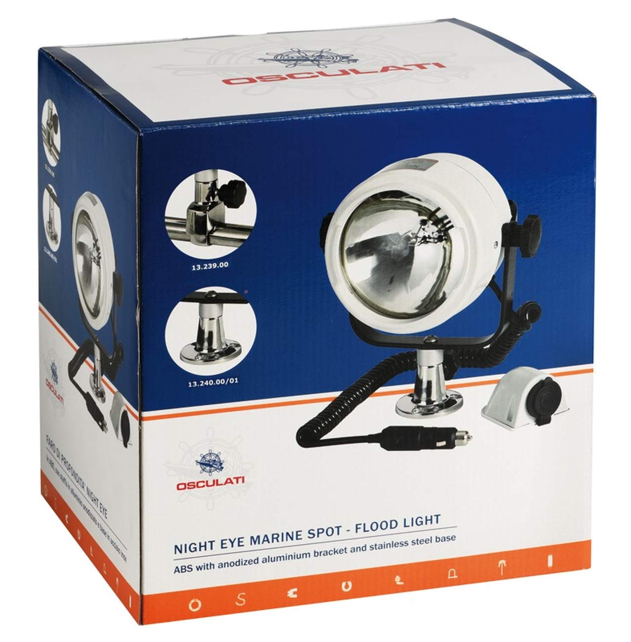 Faro Night Eye OSCULATI - Ottone Cromato 12V Per Barca