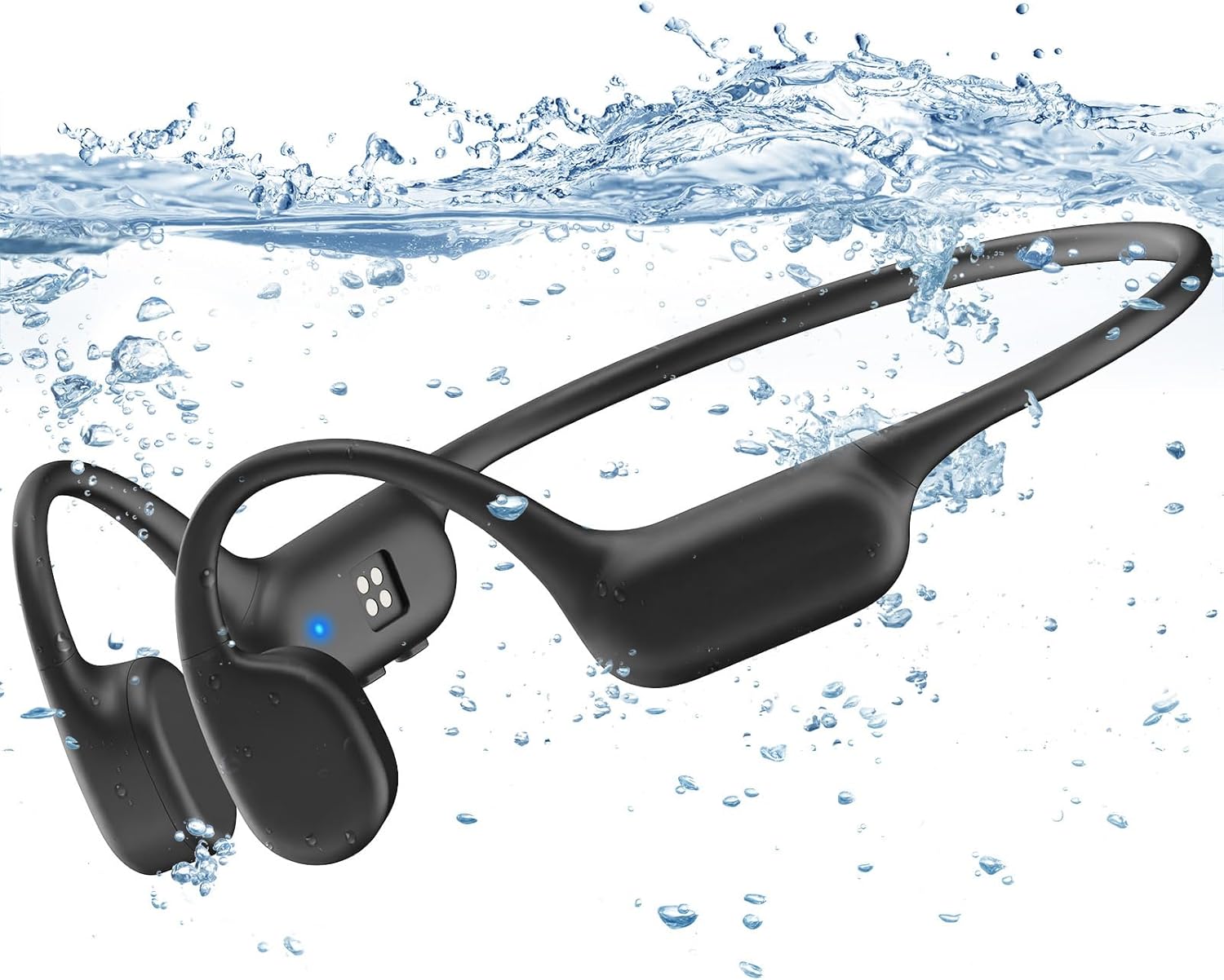 Swimming Headphones, Bone Conduction Headphones, Bluetooth 5.4 Wireless Open Earphones, IP68 Waterproof Headphone for Swimming, Built in 32GB Memory MP3 Player Earphones for Running, Cycling, Fitness