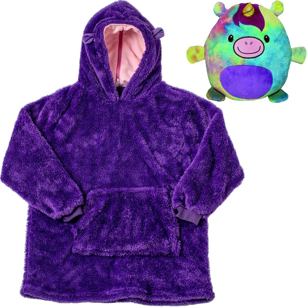 Youlike A.rainbow Unicorn Oversized Blanket Sweatshirt - 2-In-1 Animal Snuggle Blanket Hoodies - Blanket Hoodie Sweatshirt Pullover Jumper Pajama With Giant Pocket