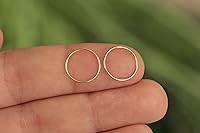 Vista 113 de Gold Hoop Earrings Silver Hoop Earrings - Hoop Earrings For Women Two Pcs Of Thin Gold Filled Sterling Silver Hoops, Helix Hoop, Tragus Ring