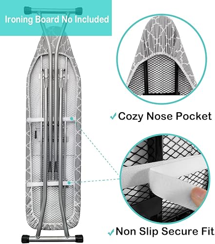 Miniatura 4 de Funda para tabla de planchar y almohadilla de tamaño estándar de 15 x 54 pulgadas, resistente a las quemaduras y las manchas con borde elástico,