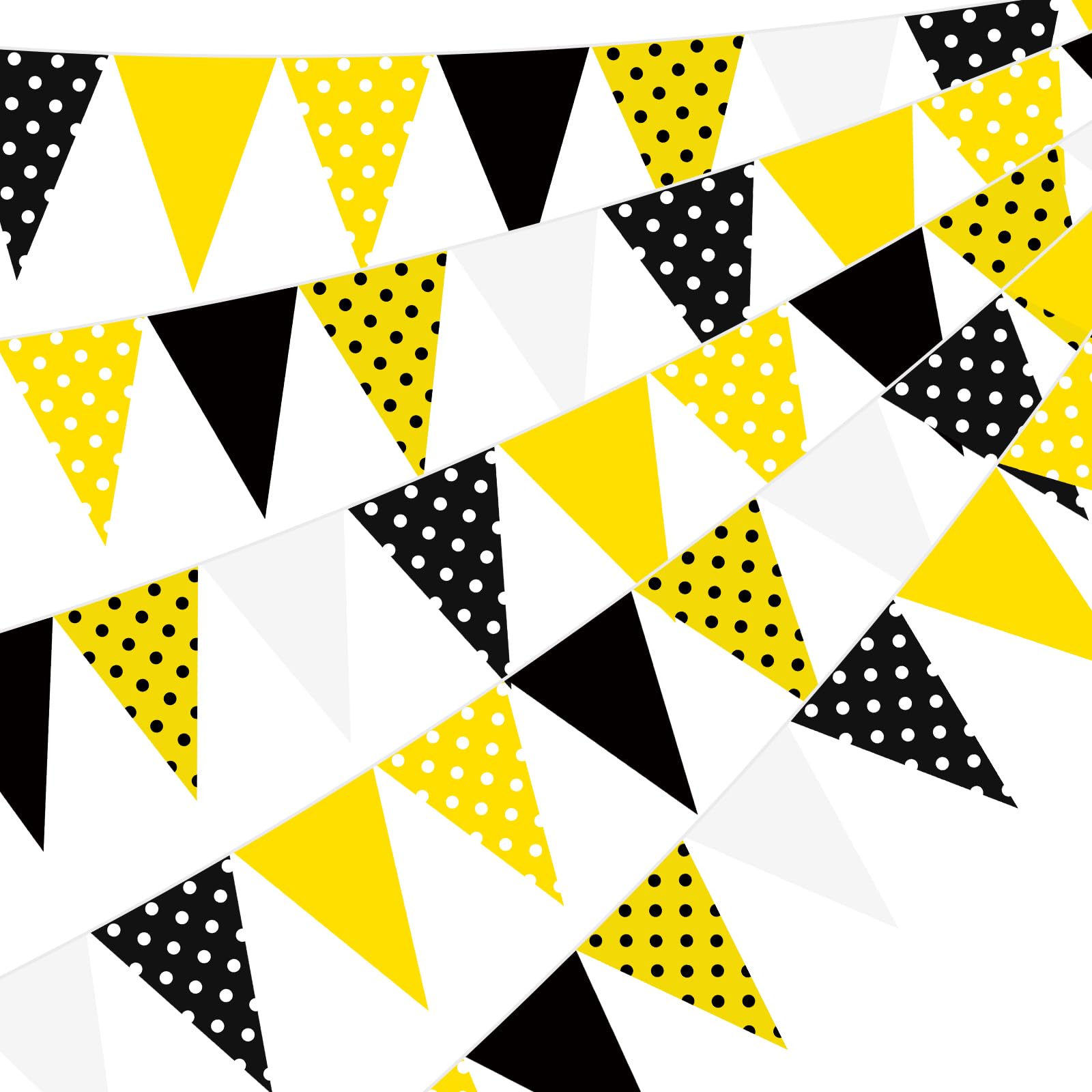 Gersoniel 5 Pcs Bee Pennant Banner Honey Bee Birthday Party Decorations Yellow Black White Dots Triangle Flags Paper Bunting Garland for Baby Shower