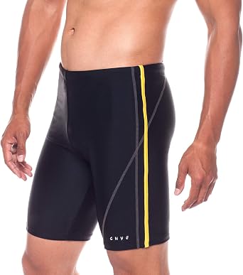 CNYE Mens Jammers Swimsuit Swimming Shorts Trunks for Boys Adult Youth Juniors,Long Training Fitness Swimwear,Black