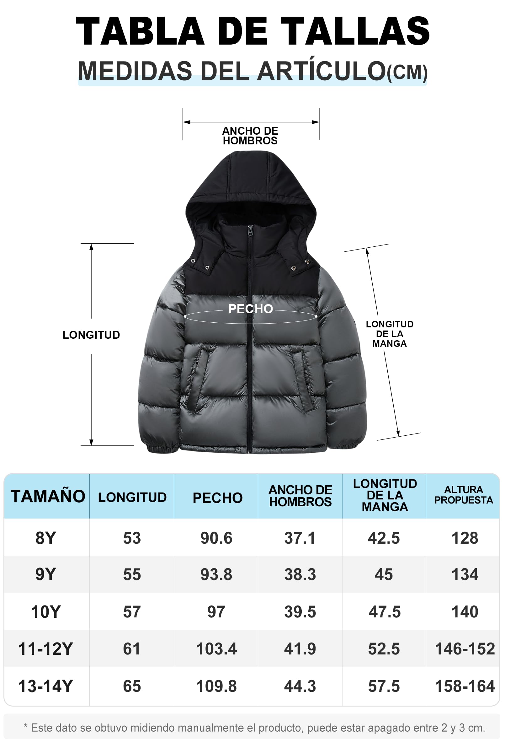 SOLOCOTE Abrigo de Invierno para Niños Resistente al Agua con Capucha Acolchado Grueso Brillante Chaqueta de Invierno para Niños