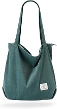 KALIDI Corduroy Bag, Women's Shoulder Bag with Zip, Large Shopper Bag, Tote Bag, Handbag, Shoulder Bags for Work, Office, Travel, Shopping, School and Everyday Use