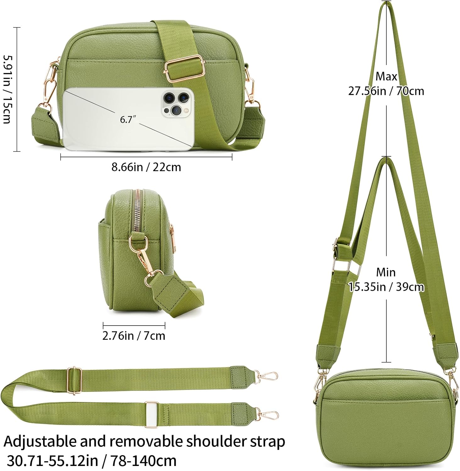 GAEKEAO Small Crossbody Bags for Women Vegan Leather Wide Strap Trendy Design Camera Bag Purse Shoulder Handbag Travel - Image 6