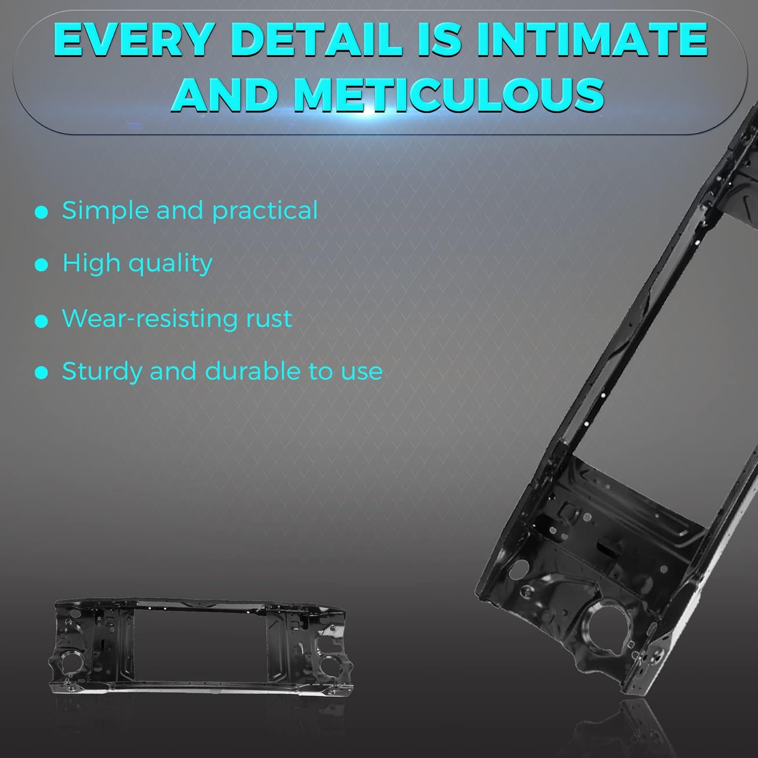 Front Black Steel Radiator Support Compatible For 88-99 Chevy Cheyenne Silverado GMC Sierra C/K 1500 2500 3500 Fits 15977662 GM1225110