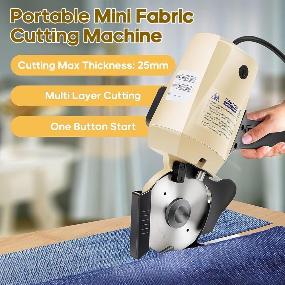 Multi-Layer Electric Fabric Scissors, Electric Rotary Fabric Cutter, 35mm Maximum Cutting Thickness, Round Knife Fabric Cutting Machine, for Cloth, Fabric, Leather and Ca