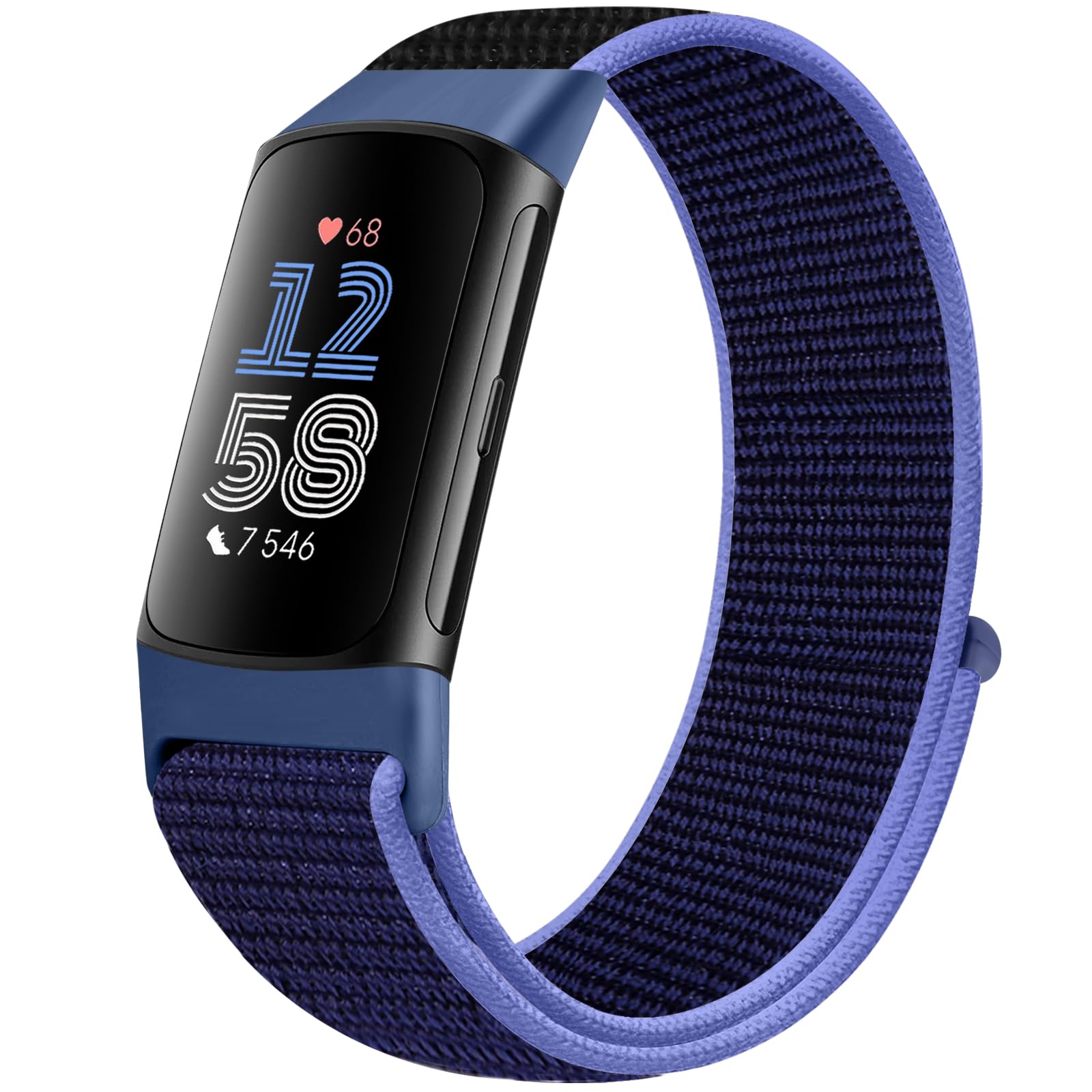 Runostrich Sport Loop Nylon Watch Straps - Compatible with Fitbit Charge 6/5, Adjustable Breathable Replacement Soft Nylon Loop Wristband for Women & Men