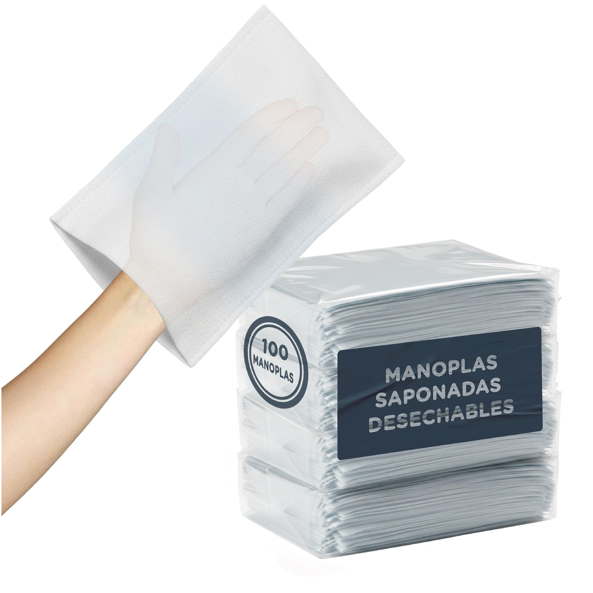 200 Manoplas Saponadas Desechables para Adultos y Niños - Guantes de Baño Ideales para Pacientes Encamados y Postoperatorio - 4 Paquetes de 50 Manoplas Esponjas Jabonosas