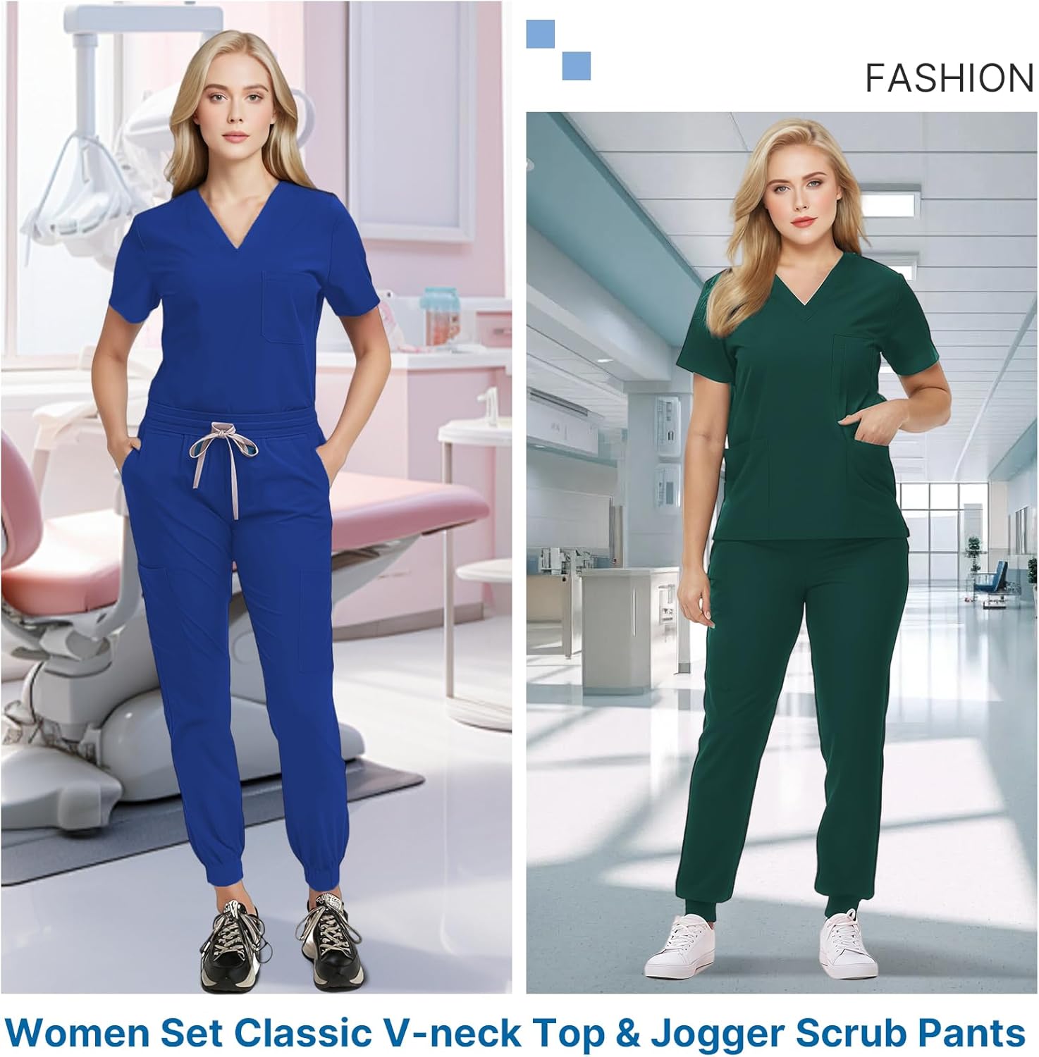 Scrubs Set for Women Nurse Uniform Jogger Suit Stretch V-Neck Scrub Top & Jogger Pant with Pockets for Nurse Workwear - Image 5