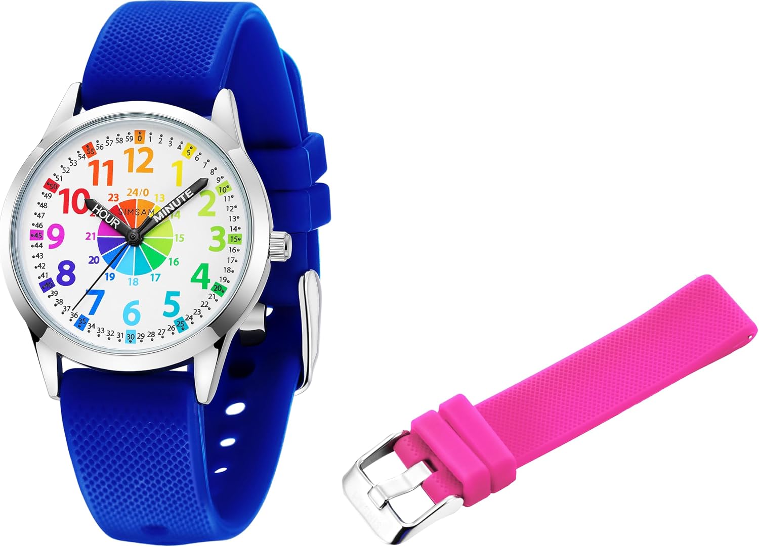SIMSAM Kids Watch (Blue) + Band (Hot Pink)