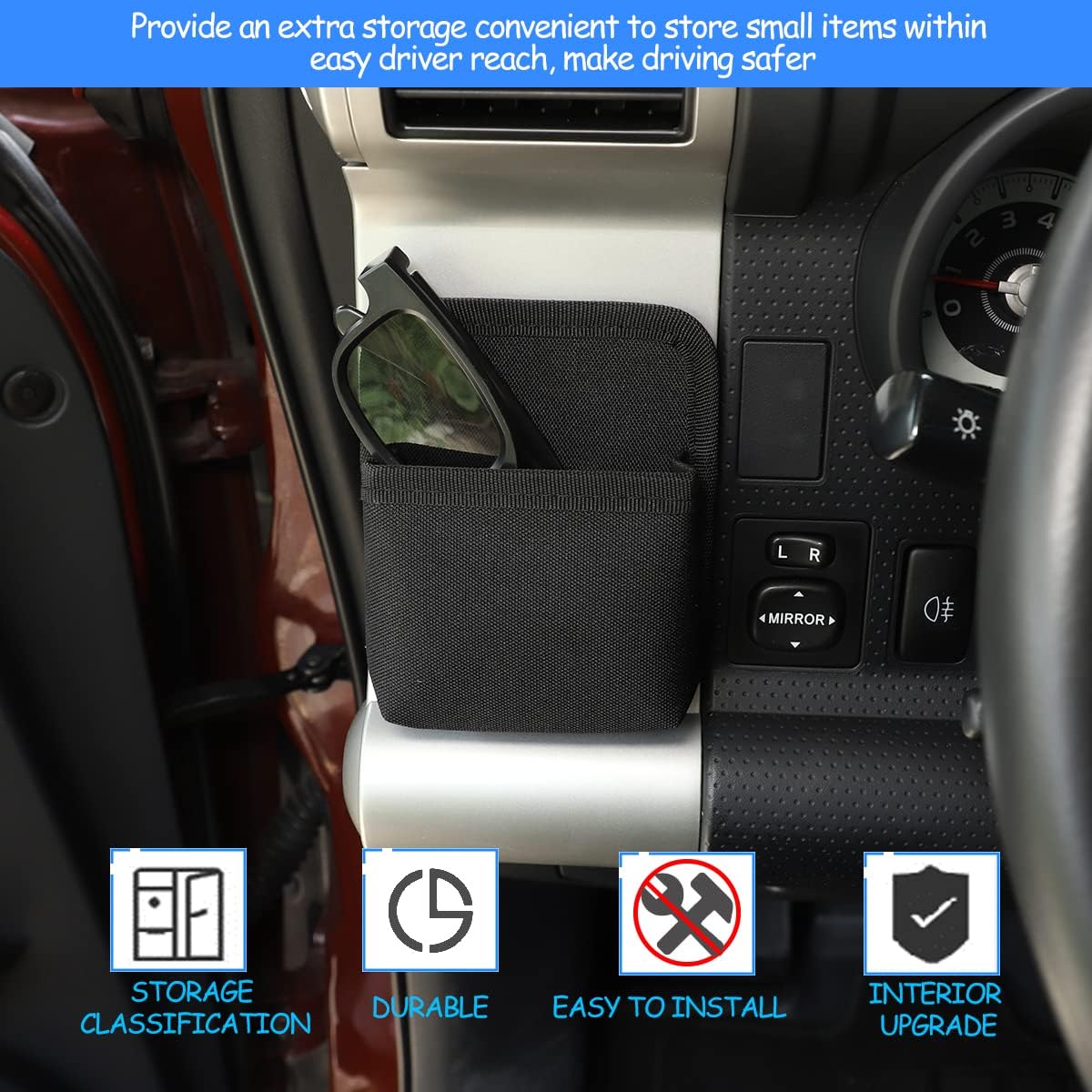 Generic Car Air Vent Storage Bag Fit for Toyota FJ Cruiser 2007-2021 Multifunction Organizer Pouch Storage Sunglasses Coin Key Card Case, Black, KiTen : Automotive