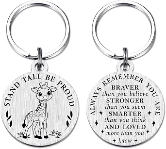 Giraffe Keychain Gifts for Girls Boys - Stand Tall Be Proud Inspirational Giraffe Gifts - Encouragement Christmas, Graduation Gift for Kids, Teens, or Friends