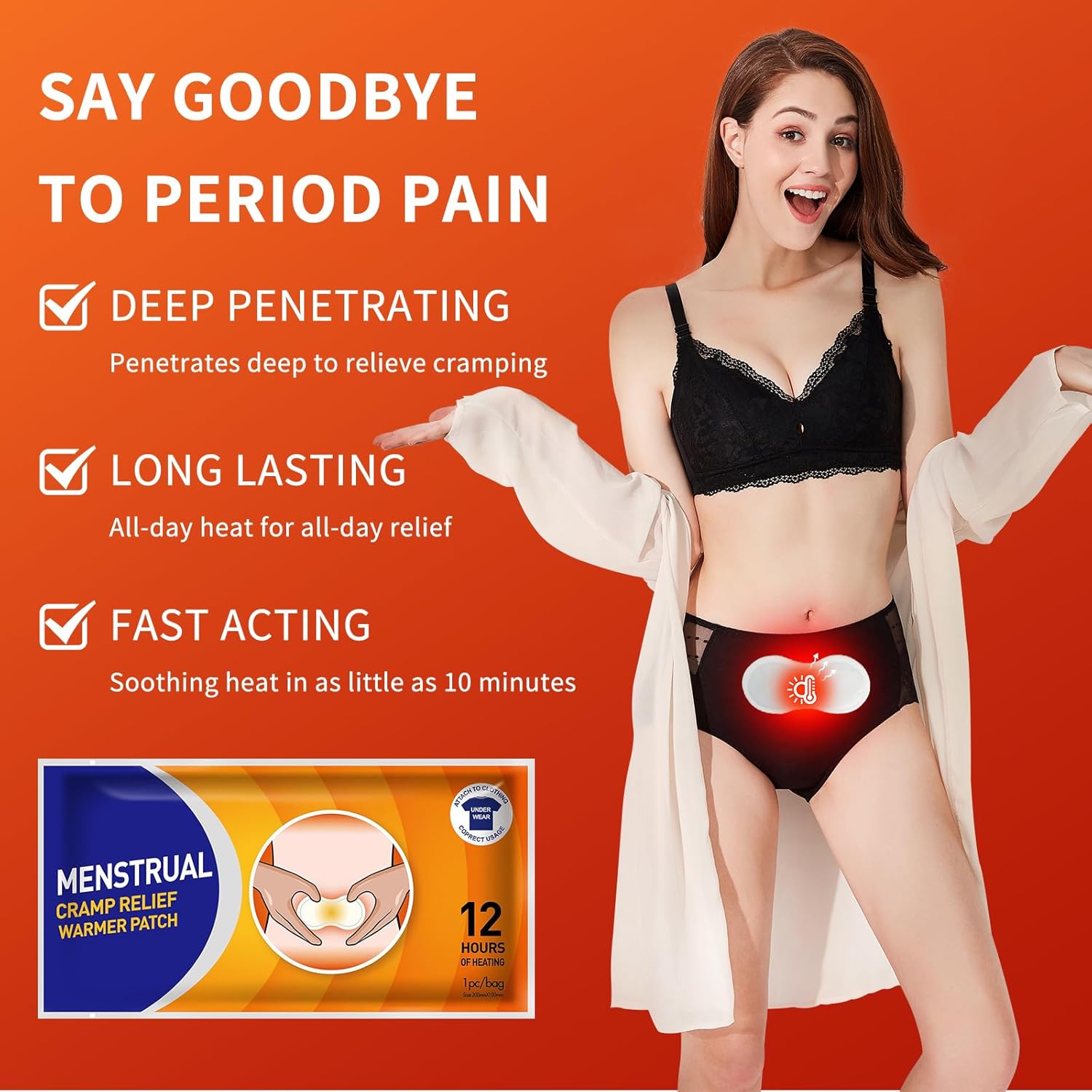 Menstrual Heating Patches - 6 Count Heat Patches for Menstrual Cramps - Portable Adhesive Heat Patches for Cramps and Backache Relief Travel Essentials for Women - Image 6