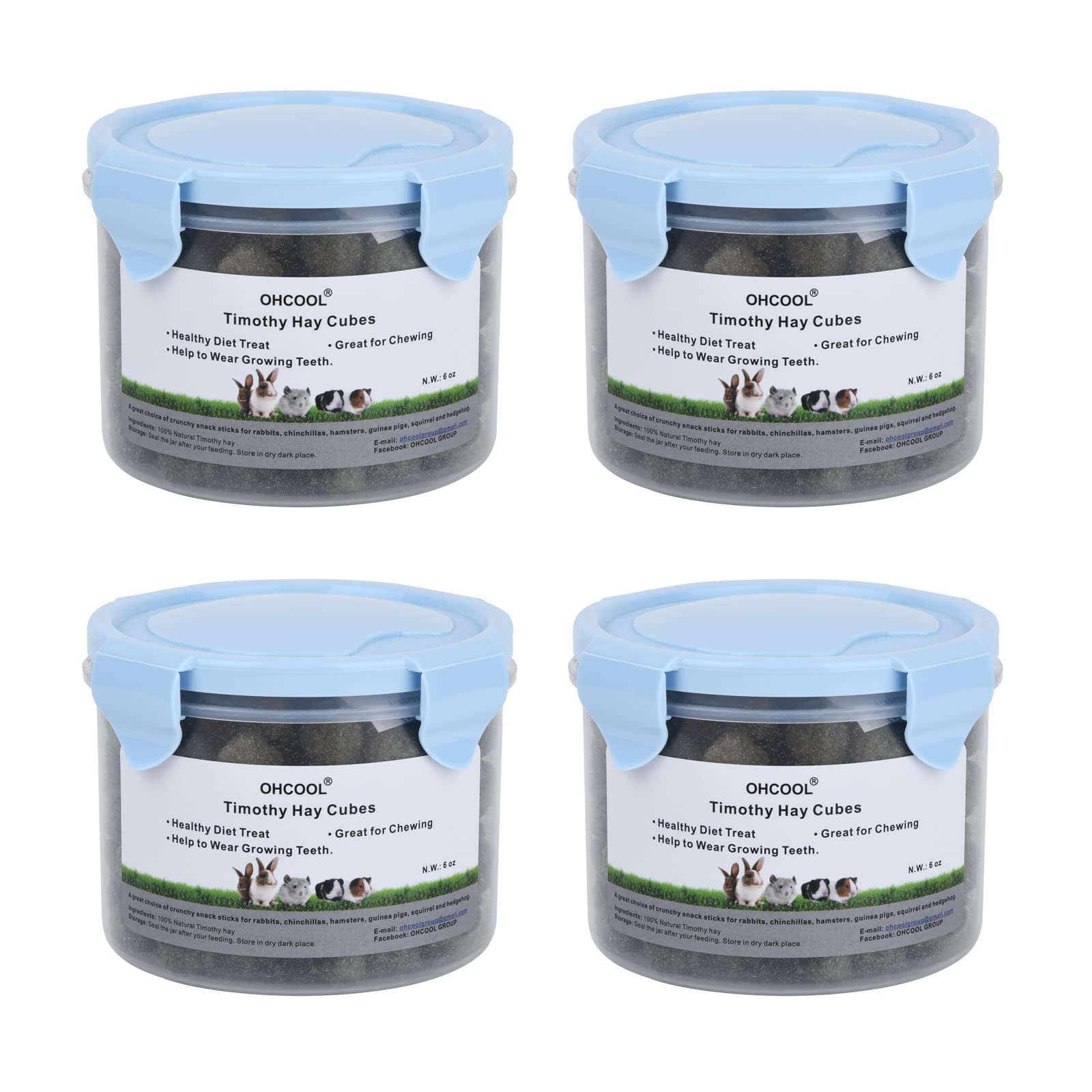 Ohcool Timothy Hay Cubes 24 oz (4 * 6oz) -100% Natural Timothy Hay Made Pellets for Rabbits Tortoise Guinea Pig - image 2