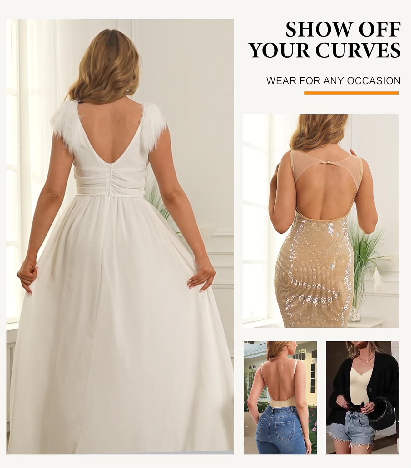 Backless Shapewear for Women Low Back Bodysuit Slimming Tummy Control Full Body Shaper - Image 5