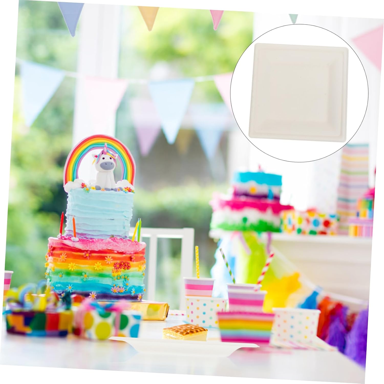 50pcs Disposable Dessert Plates for Birthday Parties Cake Plates Dishes for Appetizers and Desserts