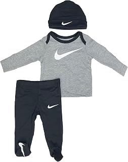 Conjunto de 3 piezas para bebé niño: pantalón con pies, remera de manga larga y gorro (B(56K436-023)/G, 3 meses)