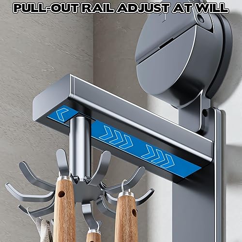 Miniatura 5 de OneNine Soporte para utensilios de cocina, gancho giratorio de ventosa, giratorio de 360, sin perforación, para colgar utensilios adhesivos, gancho