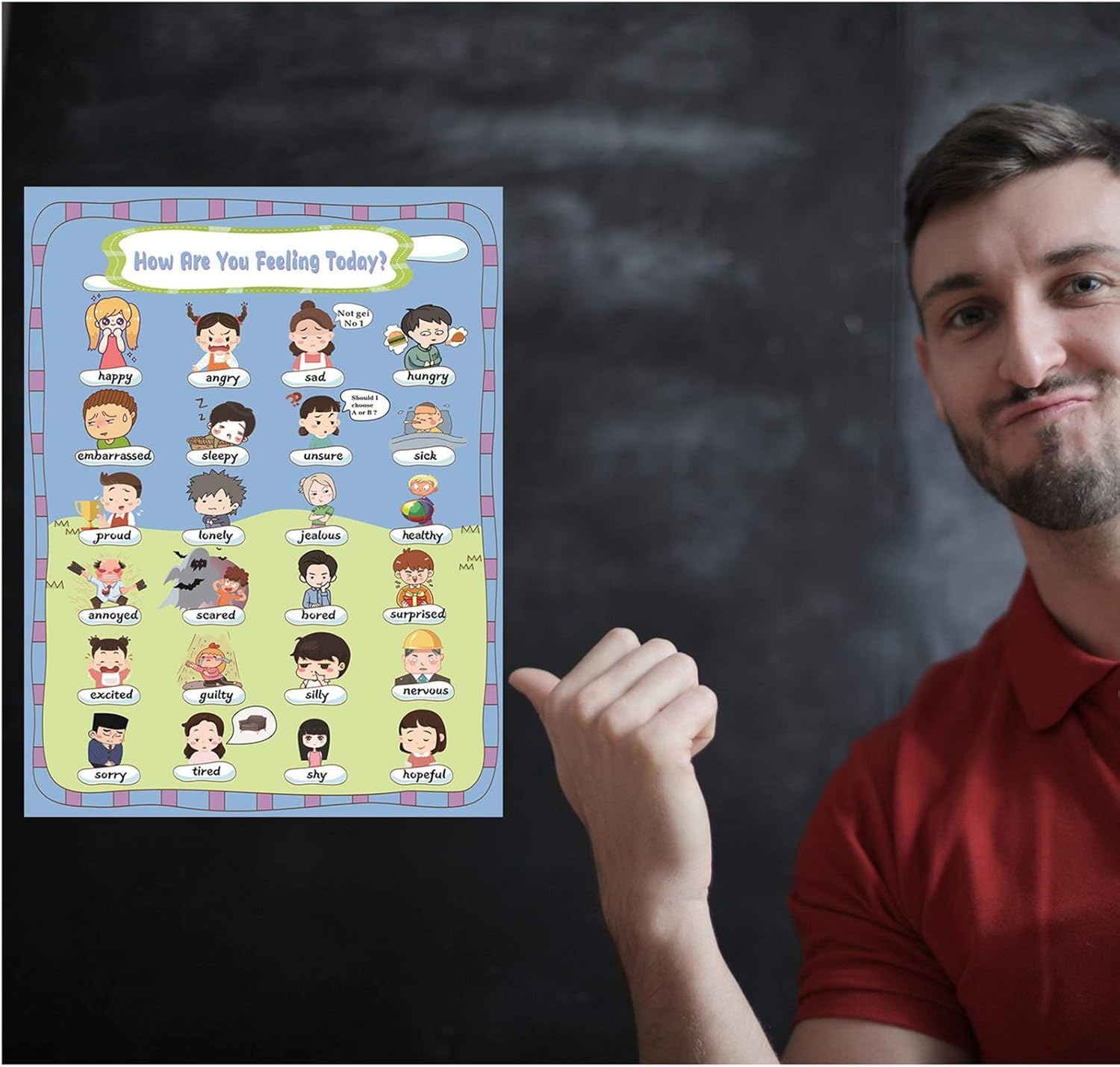 YIYEE Feeling Charts for Toddler and Kid,How are You Feeling Today?Emotions Poster Perfect for Classroom Homeschool Posters or Classroom Decorations,16" x 23.6" - Image 4