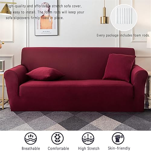 Miniatura 10 de Funda elástica para sofá de 1 pieza, para sofá biplaza de 2 cojines, protector de muebles con espuma antideslizante y parte inferior elástica para