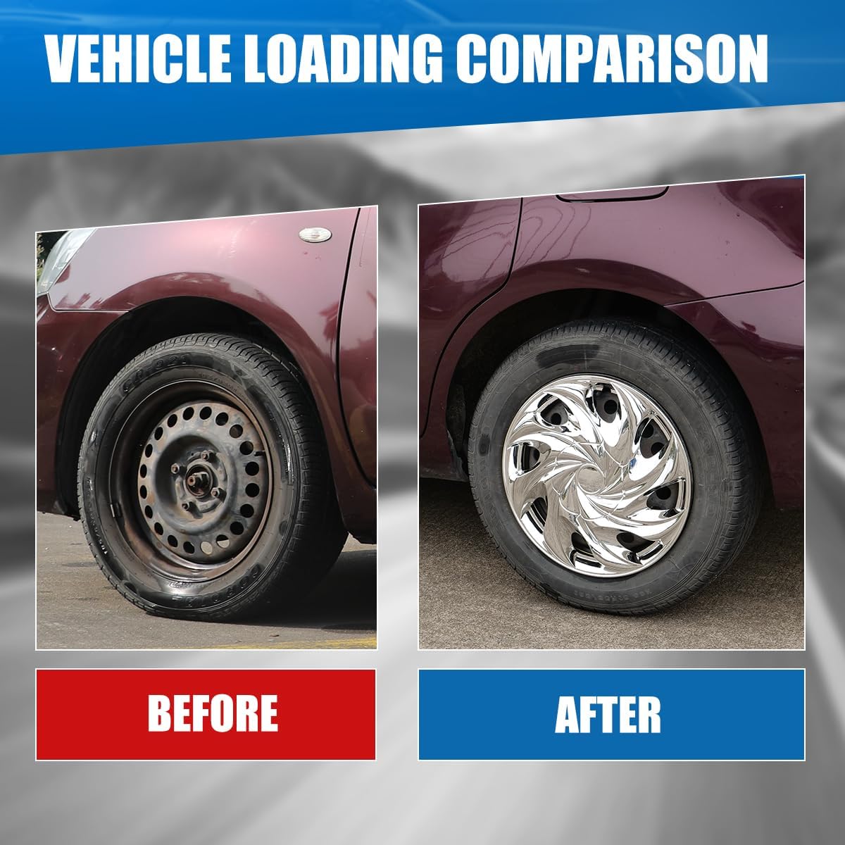 (4-Pack) Premium Chrome Hubcaps 15" Wheel Rim Cover Hub Caps -Replacement Snap On Car Truck SUV - 15 Inch Set - R15 Hub Caps Universal Wheel Rim Cover - Fits Most Cars