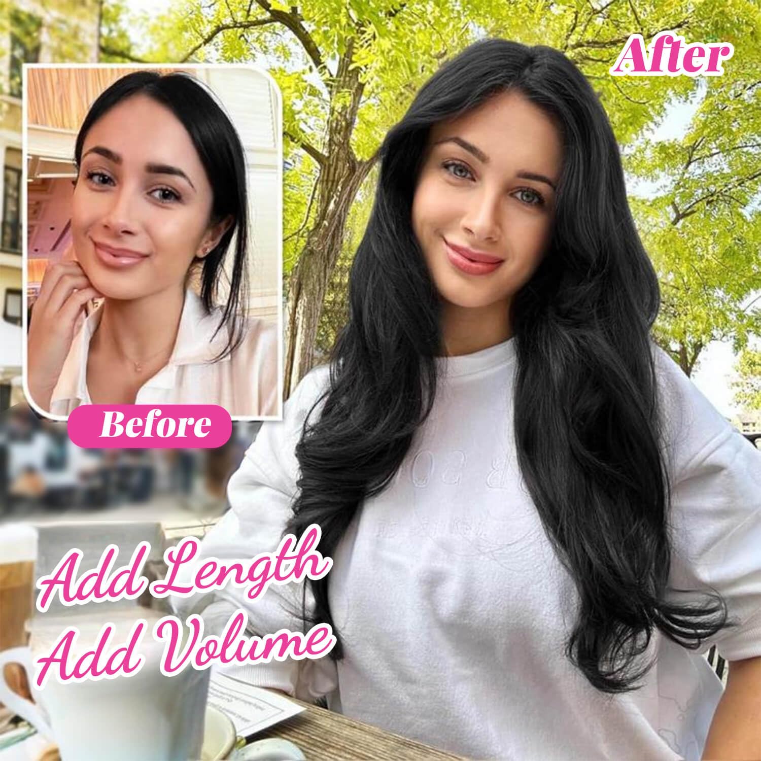 Ms Taj Hair Extensions Clip in 4pcs Natural Black Hair Extension Clip in Synthetic Long Straight Thick Full Head Wavy Hair Pieces for Women - Image 2