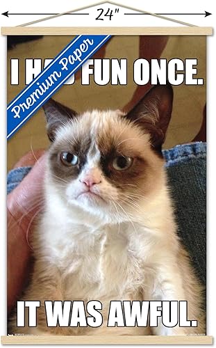 Miniatura 3 de Trends International Grumpy Cat - Póster de pared divertido, 22.375 x 34 pulgadas, paquete de impresión premium y colgador de madera de haya