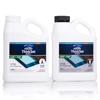 TotalBoat Thick Set Deep Poepoxy Resin - 2 Quart Kit for 1/2" - 2" Filling - 11 Mixing Ratio - Crystal Clear Casting Formula for River Tables, Flower Storage, DIY Crafts, Inlays and Wood Filler