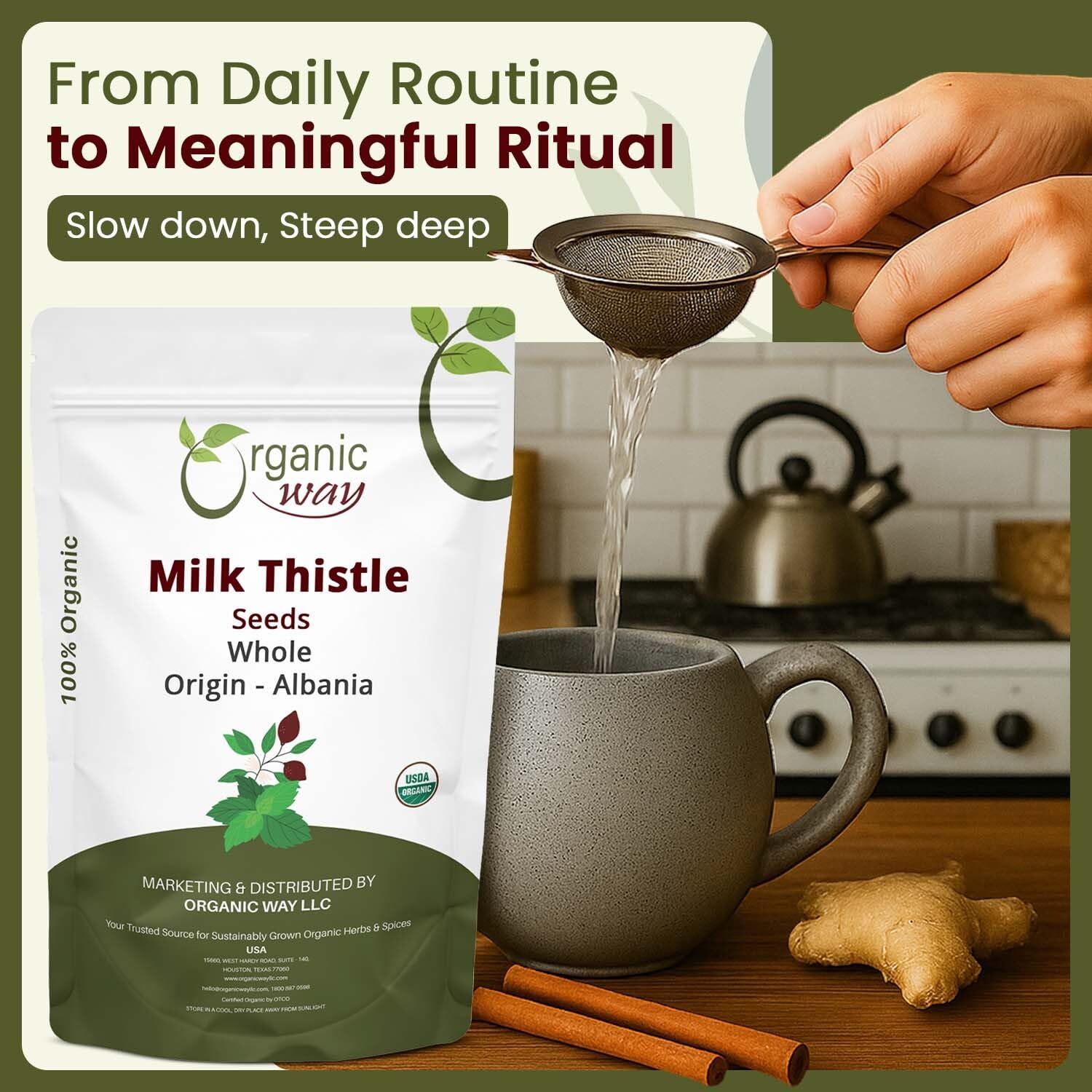 Organic Way Whole Milk Thistle Seeds - Herbal Tea - Origin Albania (16 Oz) — Amazon image 5