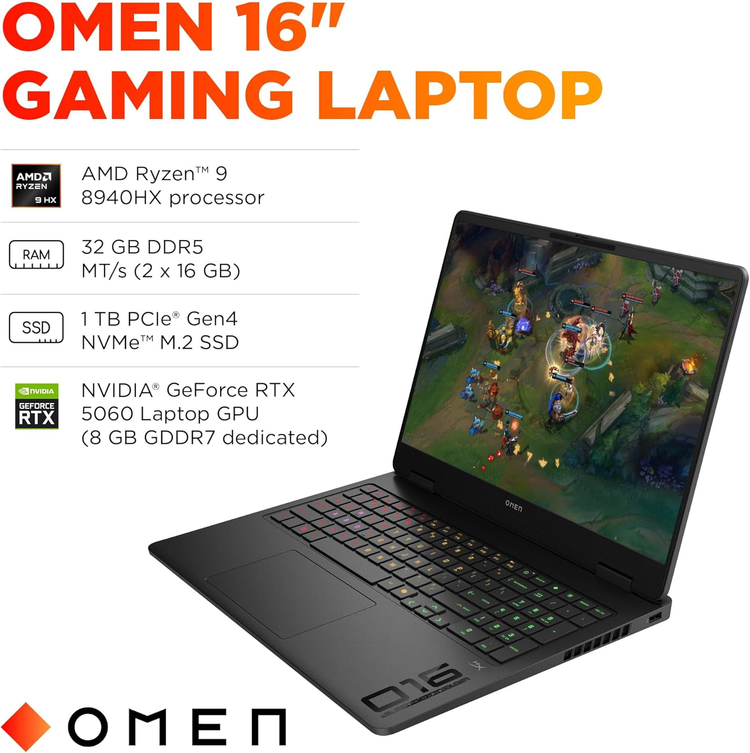 71F2g5oQAkL._AC_SL1500_ HP OMEN 16 Slim Gaming Laptop w/ Headset (AMD Ryzen 9 8940HX, 32GB DDR5, 1TB SSD, NVIDIA RTX 5060 8GB, 16-core (>Ultra 7-155H)), FHD+ 144Hz Display, 4-Zone RGB Backlit, IR Webcam, Wi-Fi, Win 11 Home