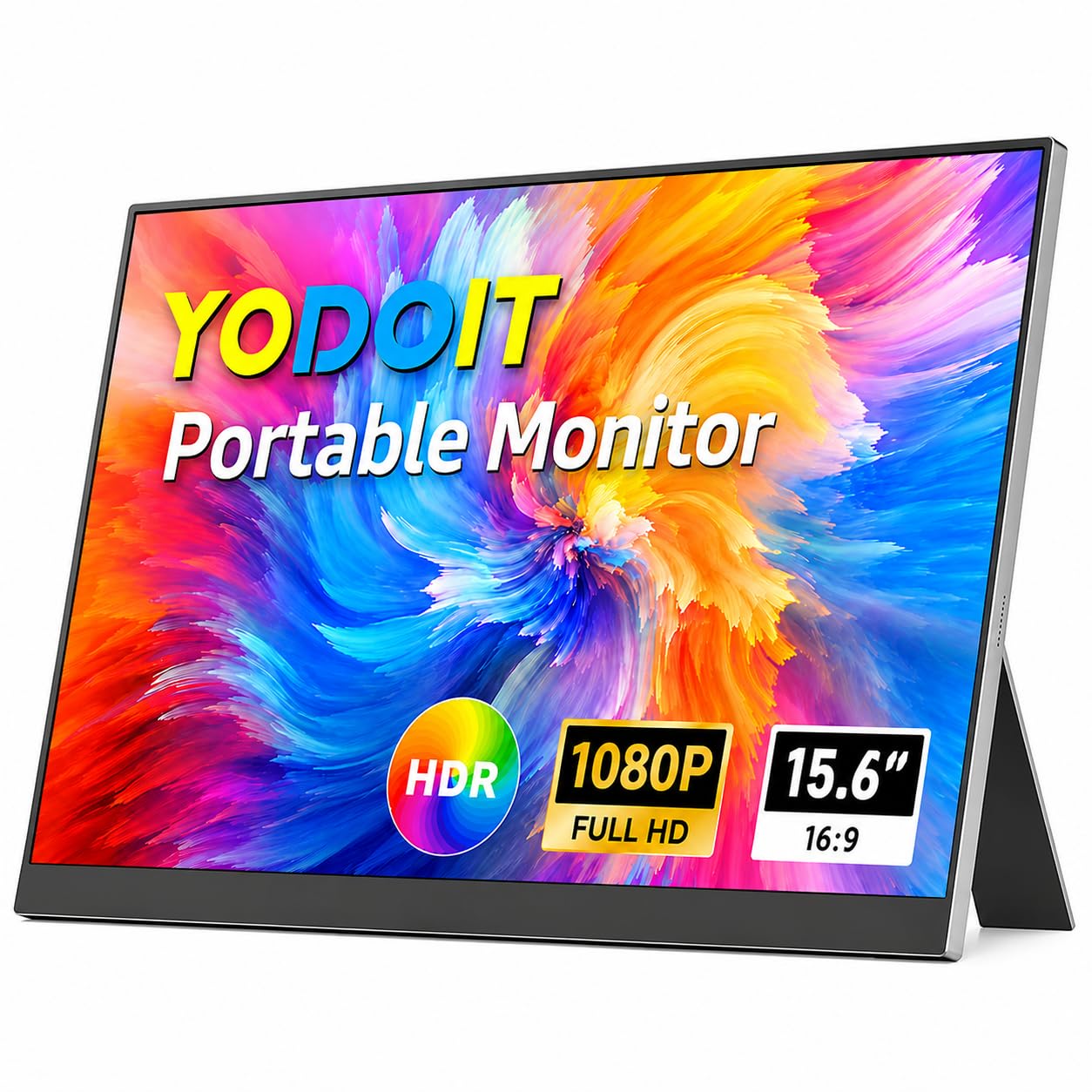 Yodoit Monitor Portatile, Schermo IPS da 15,6" 1920×1080P FHD con Supporto Integrato, Connettività USB-C e HDMI, Altoparlanti Integrati, per Laptop/PC/Mac/PS3/4/5/Xbox