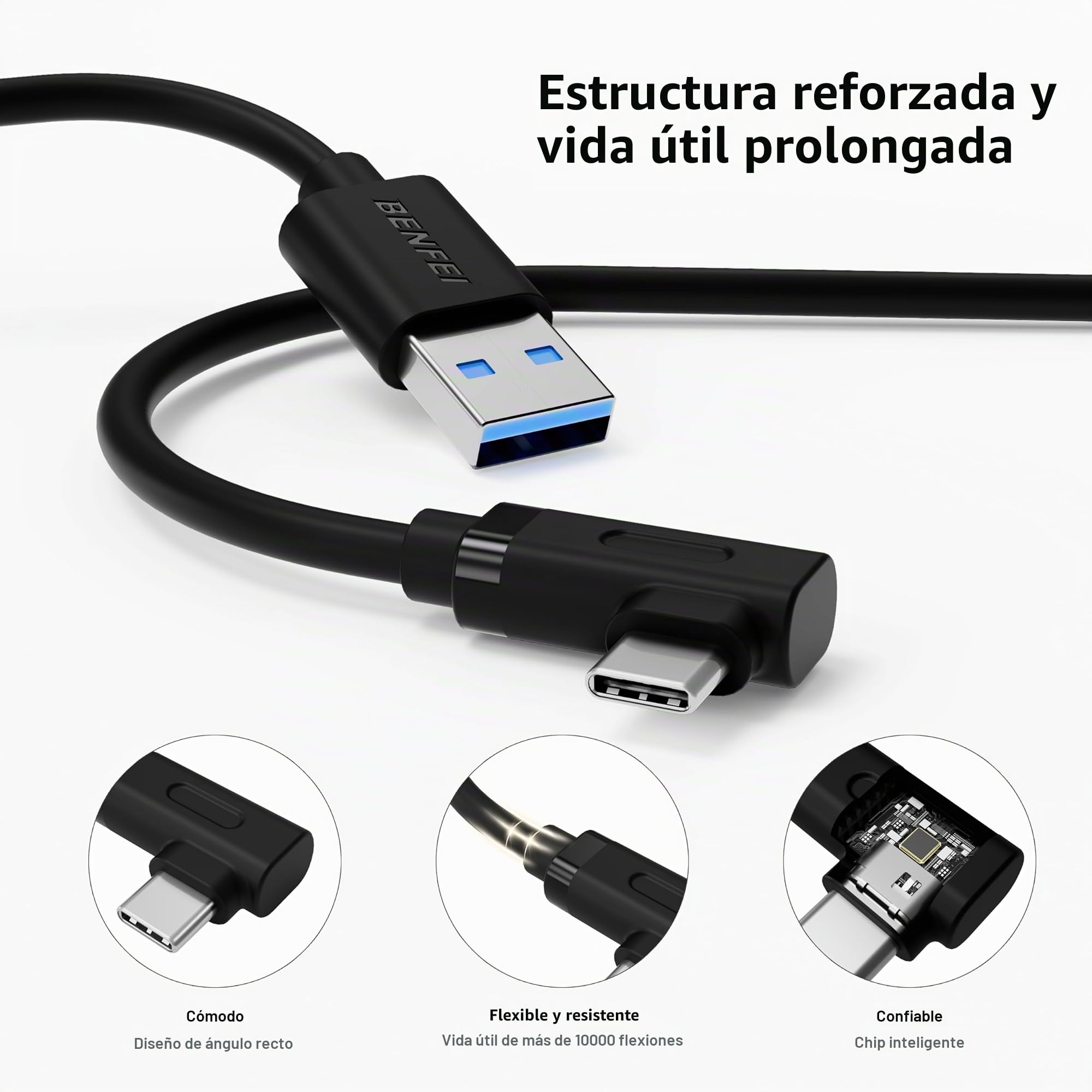 BENFEI Cable Link de 5m, Cable Link USB 3.0 a USB C con Meta Quest 3s, Quest 3 2 1, Quest Pro, Pico 4, PC Steam VR Accesorios, Transferencia de Datos de Alta Velocidad