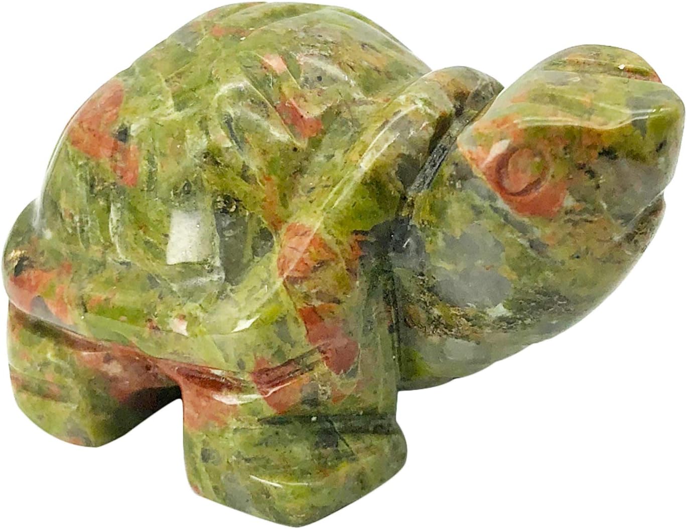 Fekuar Unakite Stone Turtle Statue, Hand Carved Tortoise Animal Collectible Sculpture Fengshui Healing Crystal 1.5"(40mm)