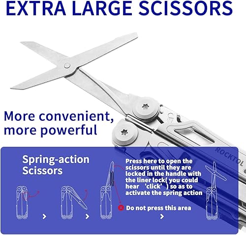 Miniatura 5 de Multiherramienta, alicates multiherramienta 22 en 1 con arrancador de fuego, silbato de emergencia, rompecristales, bloqueo de seguridad y funda de