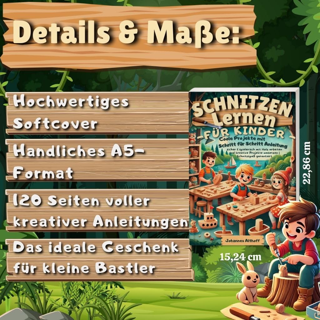 Schnitzen lernen für Kinder: Entdecke anfängerfreundliche Holzprojekte mit kindgerechter Schritt-für-Schritt-Anleitung – sicher & spielerisch mit Holz ... Projekte umsetzen | Schnitzspaß garantiert