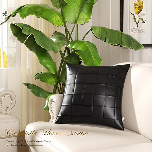 Miniatura 84 de BRAWARM Fundas de almohada de piel sintética de 20 x 20 pulgadas, paquete de 2, fundas de almohada de cuero crema, almohadas decorativas de cuero