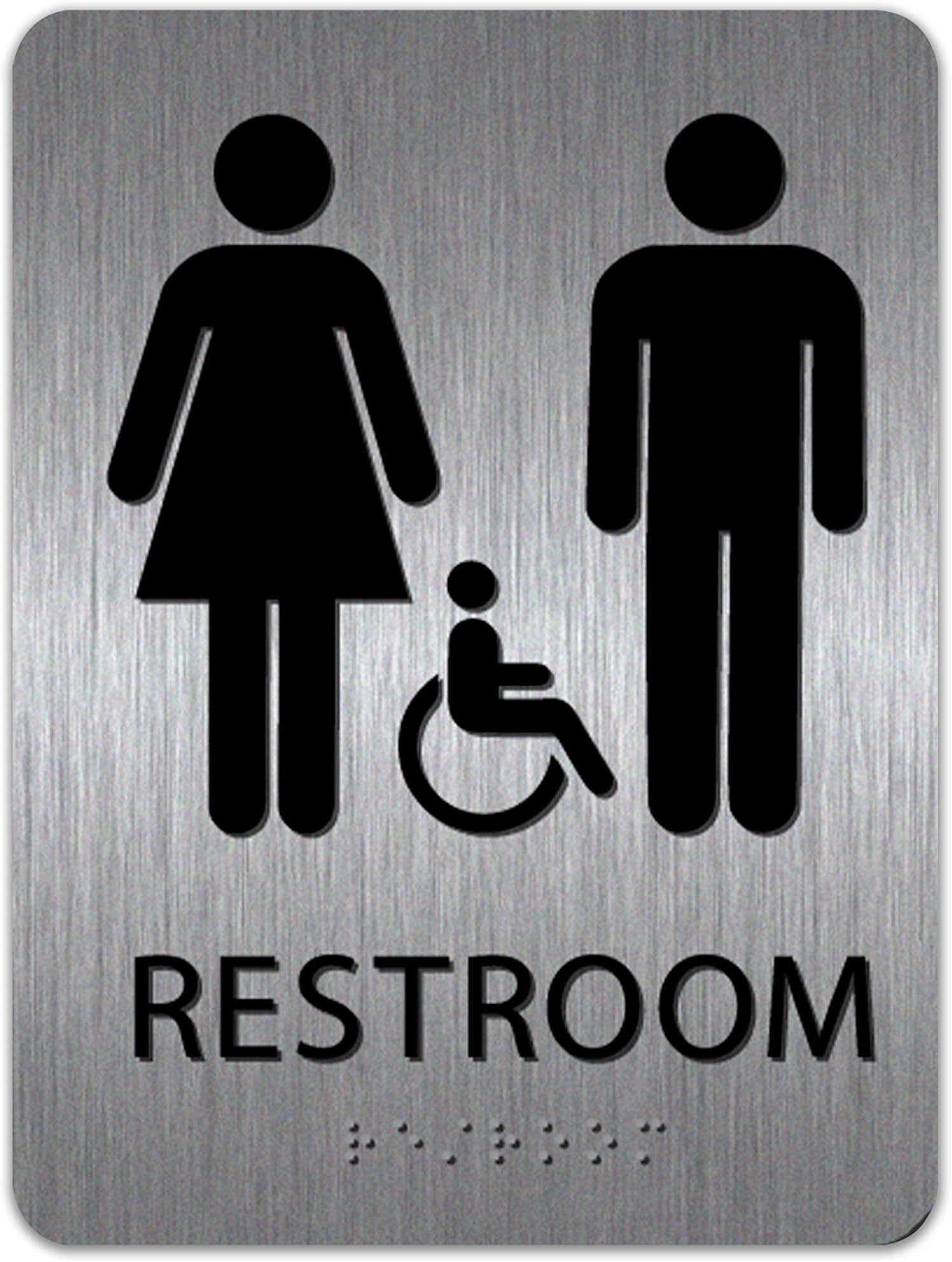 Amazon.com : ADA-Mark Modern Restroom Sign for Business - ADA Compliant ...