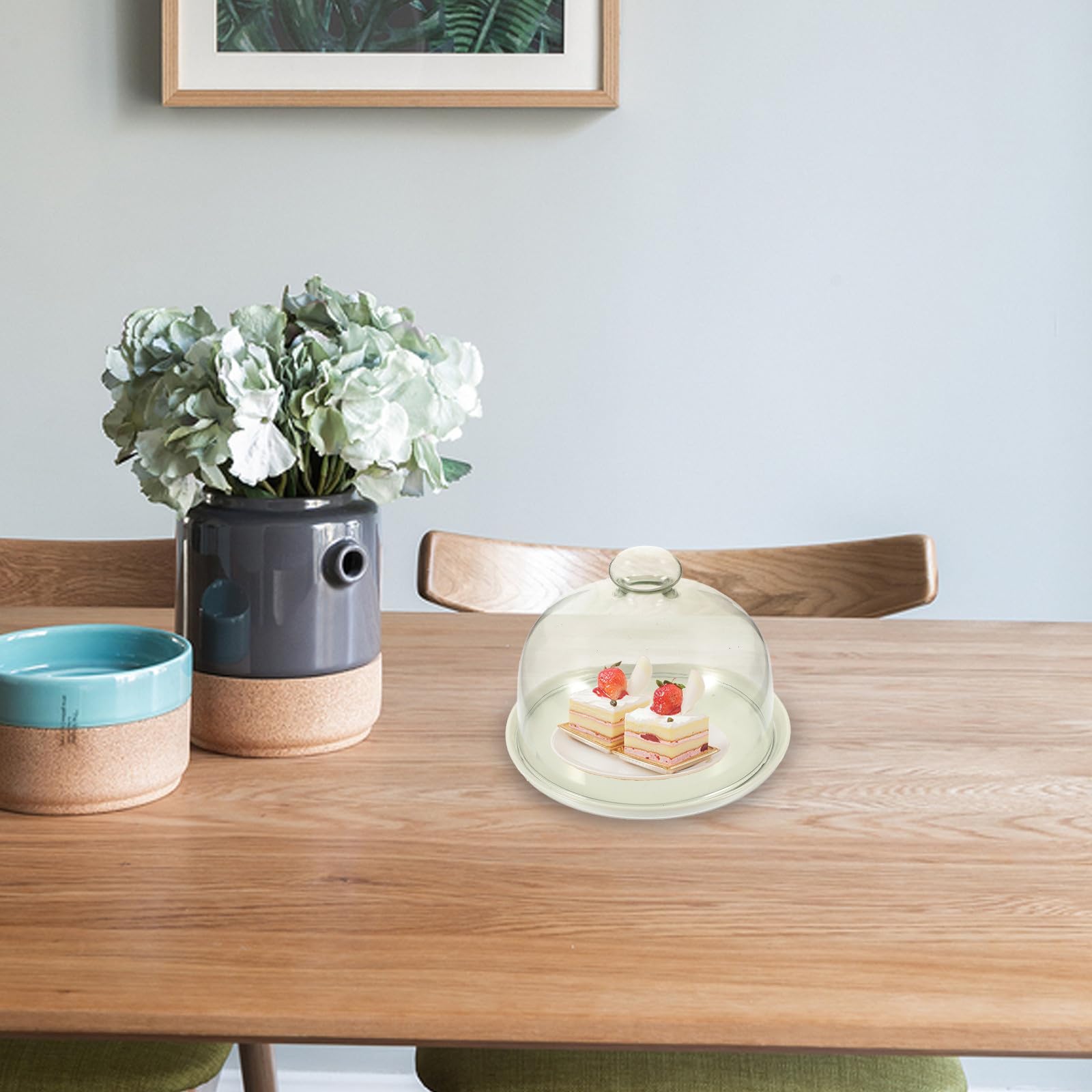 Keramik mit Einfachem Design Kuchenplatte mit Transparentem Glasdeckel und Verschleißfest Eleganter Weißer Servierteller Zufälliger Stil für Hochzeiten und Events