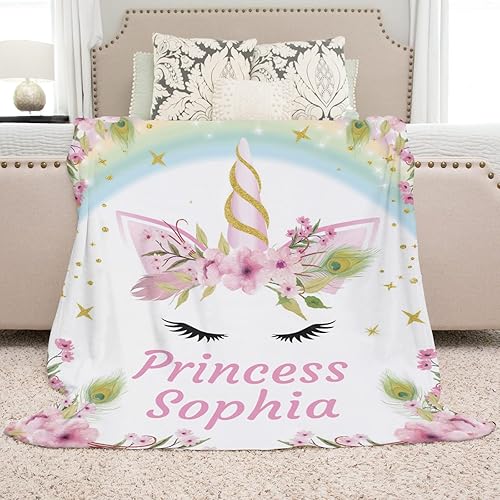 Miniatura 9 de Seamaid Manta de bebé personalizada de unicornio para niñas, manta de bebé personalizada con nombre, regalos personalizados para niña, manta de bebé