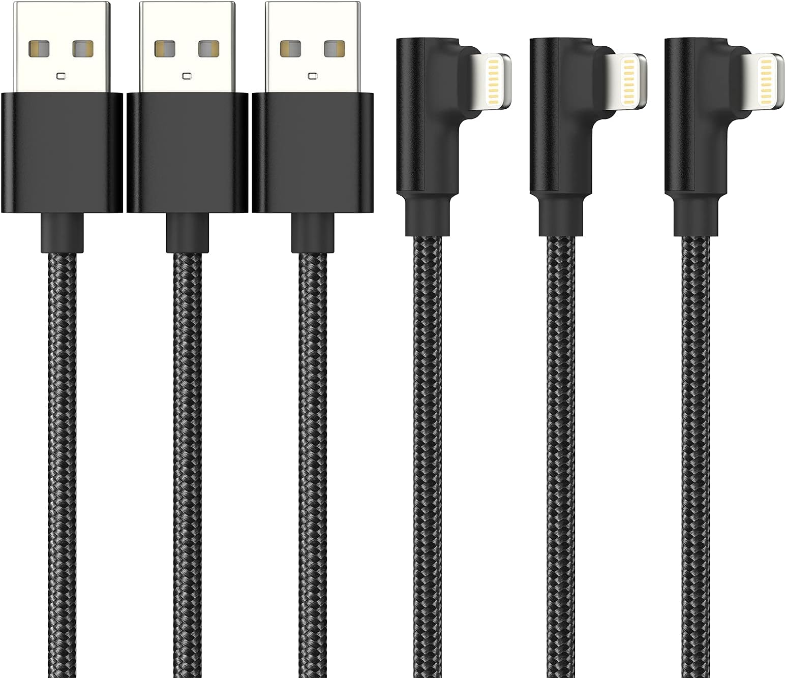 Short iPhone Cable 30cm 3Pack Right Angle, ADILIFT [MFi Certified]90 Degree Lightning to USB Cable 0.3m Nylon Braided Charger Lead Fast Charging Cable Compatible with iPhone 11 Pro Max Xs X XR 8 7 6 5