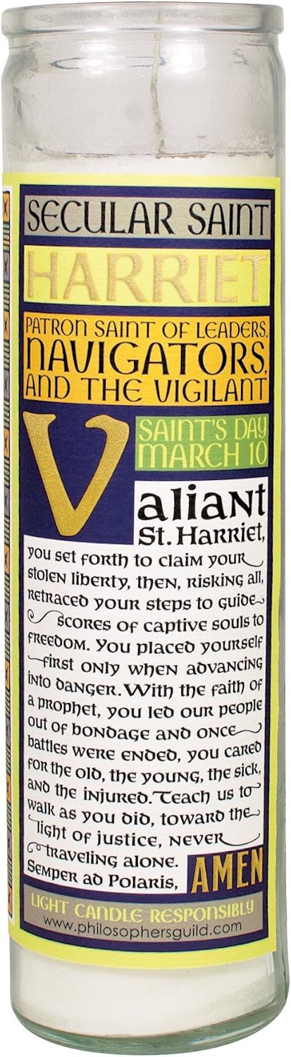 The Unemployed Philosophers Guild Harriet Tubman Secular Saint Candle - Unscented 8 Inch Tall Glass Prayer Votive, Made in The USA